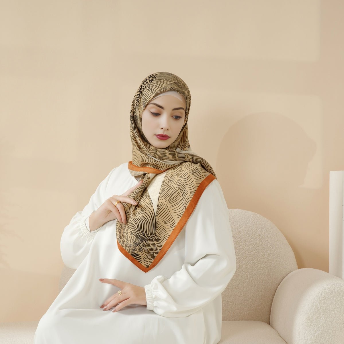 MH096 Hijab Carré Cashmere Touch Imprimé