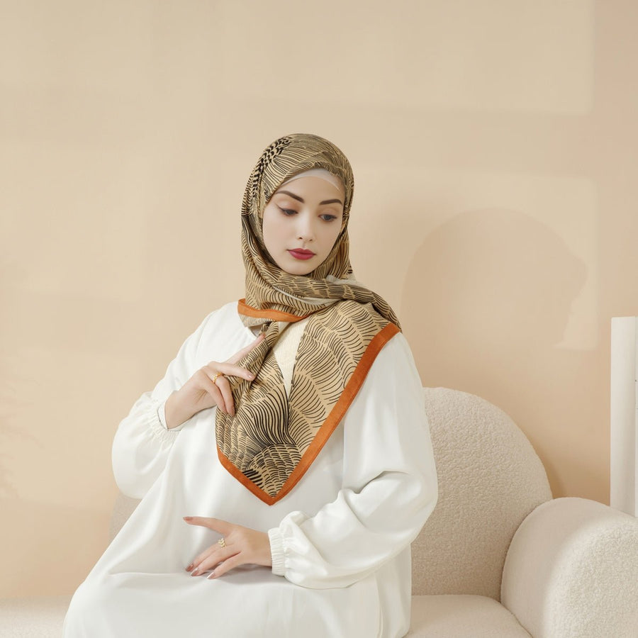 MH096 Hijab Carré Cashmere Touch Imprimé