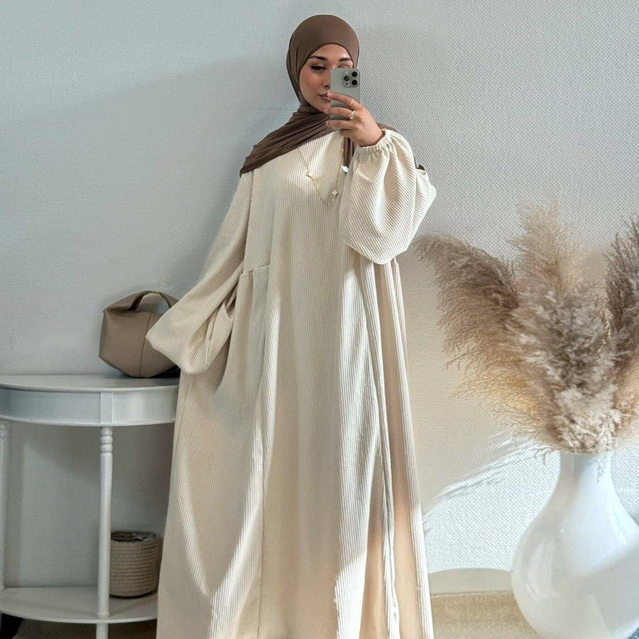 Abaya Swing en velours côtelé, coupe ample | Abaya Casual en velours côtelé (MA117)