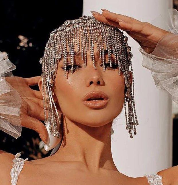 MAC152 Accessoires cheveux avec franges de strass en diamant
