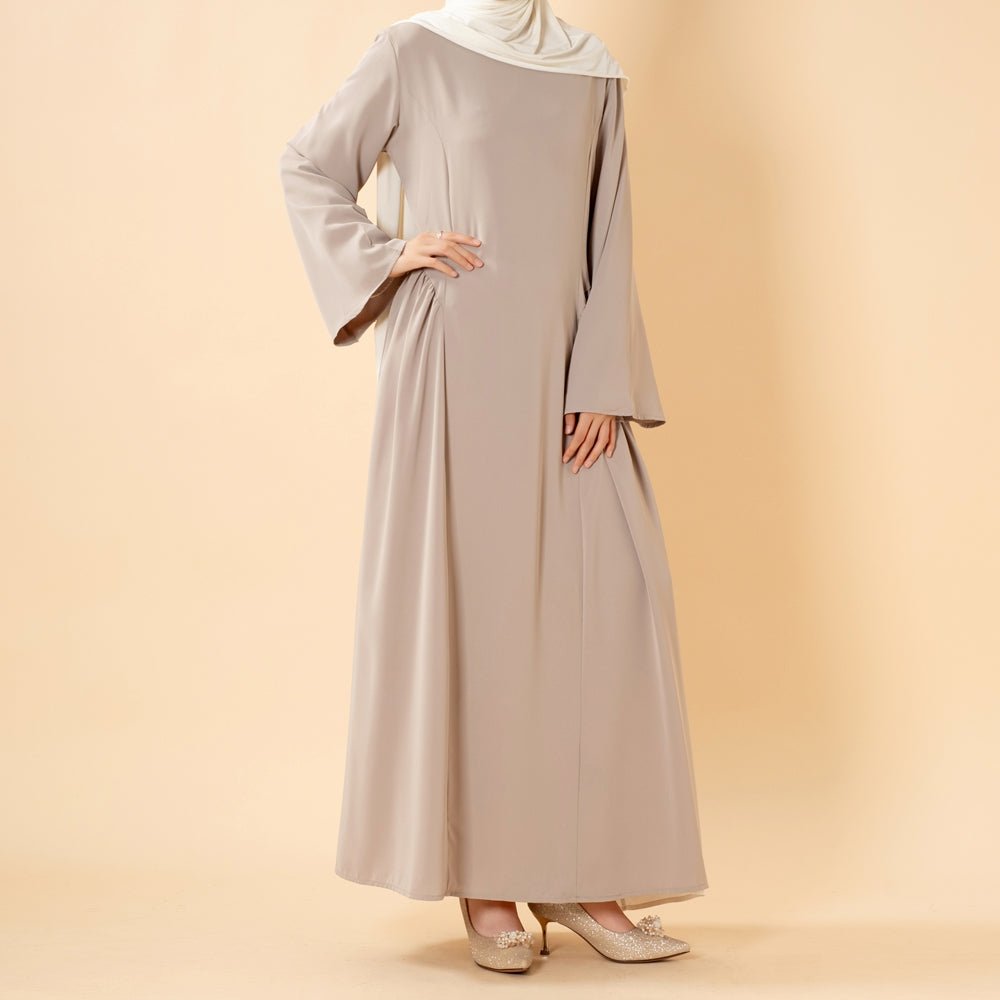 Robe Nida Évasée Maxi avec Jupe Patineuse Plissée & Manches Cloche Larges (MS435)