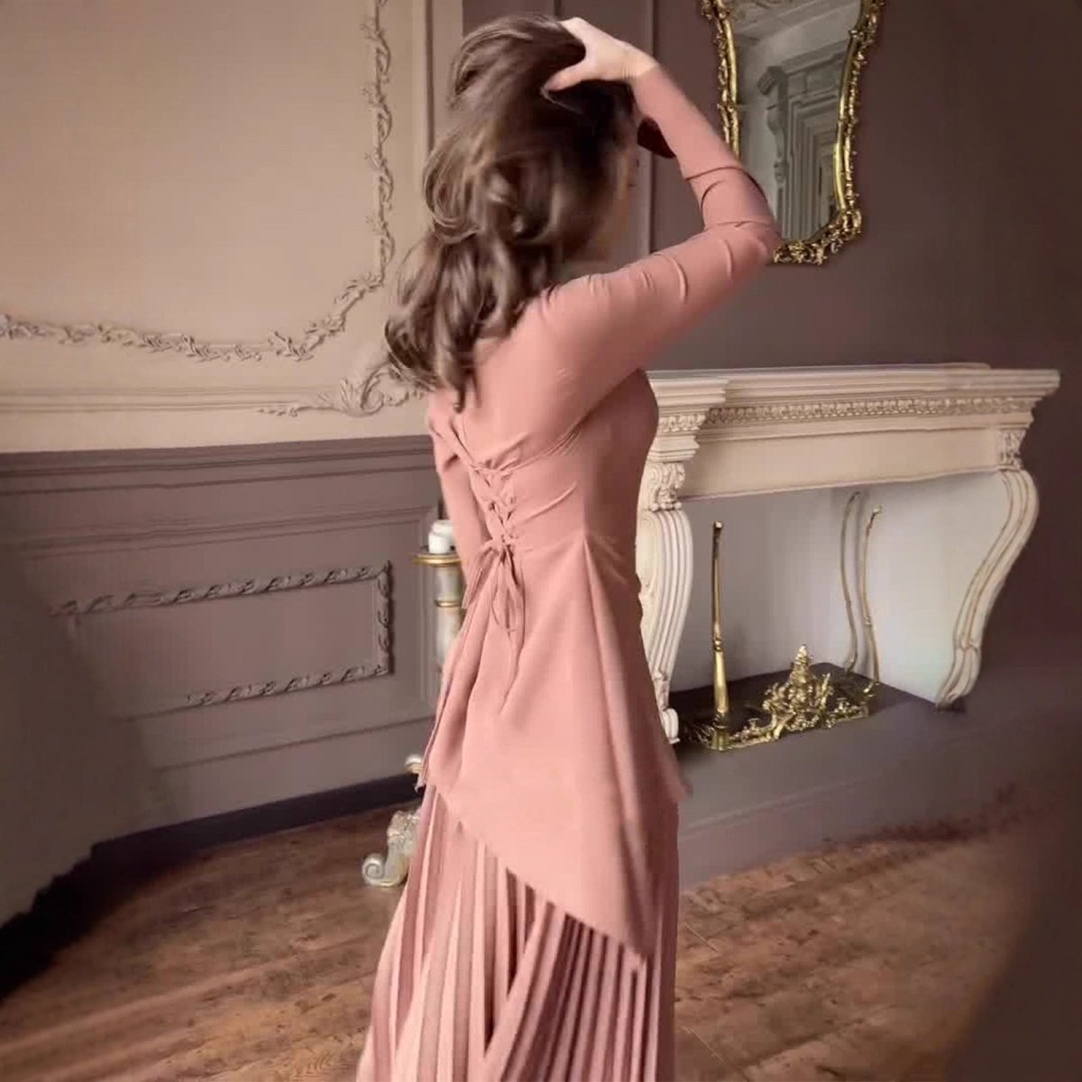 Robe péplum asymétrique (MS319)