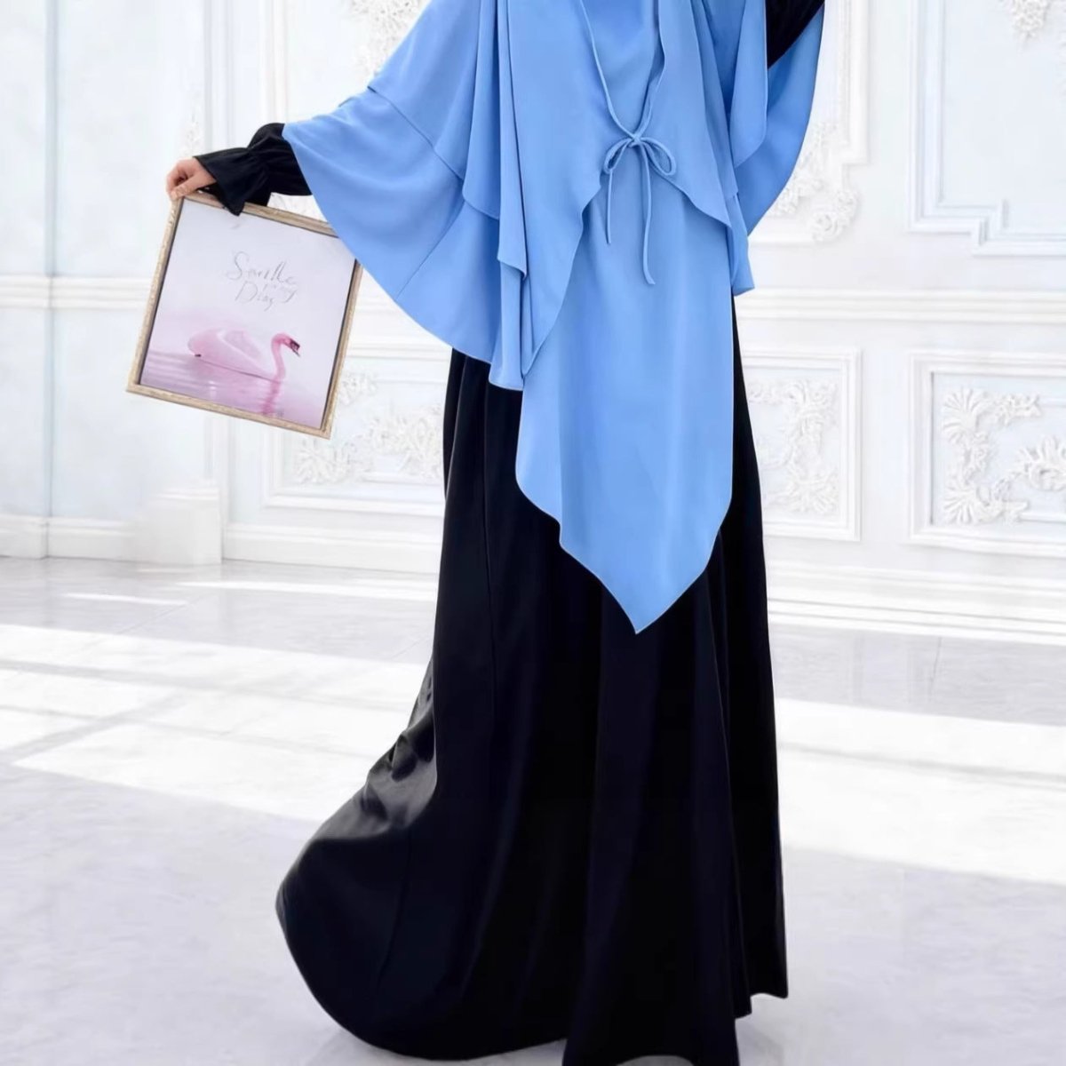 Khimar à double couche avec nœud devant (MK033)