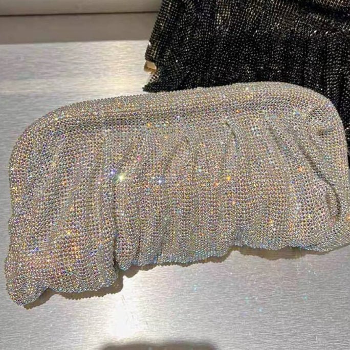 Sac de Soirée Clouté Plissé "Full of Diamond" à Bandoulière avec Fermoir, Sac Femme (MAC257)