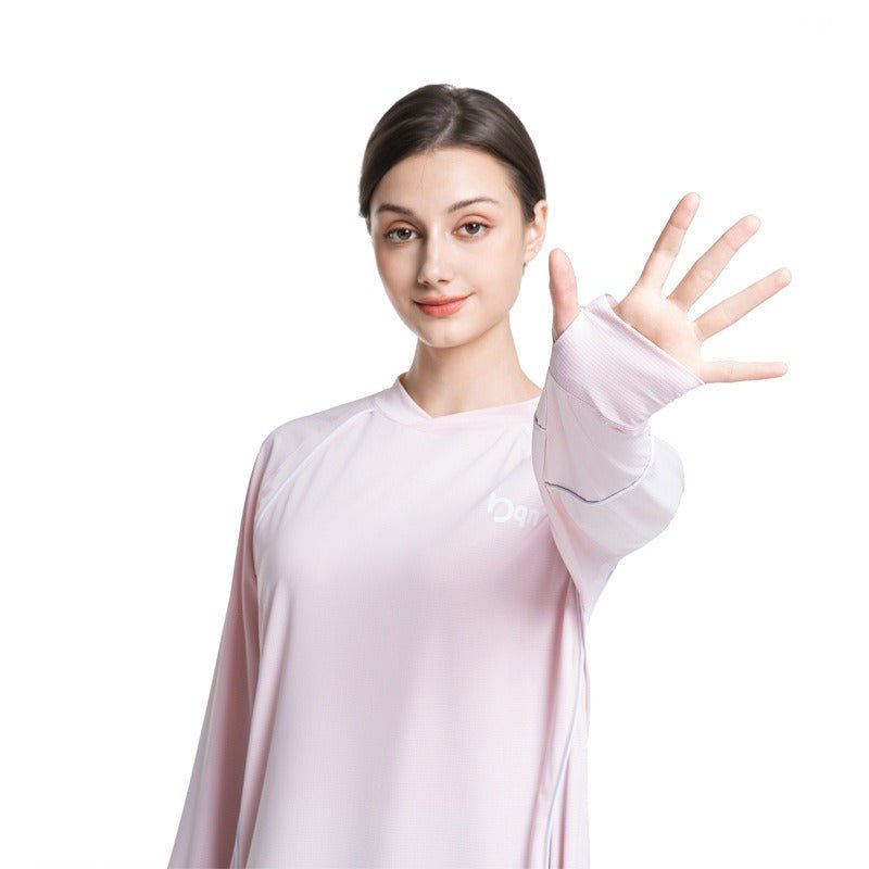Haut de sport modeste à manches longues pour femme, séchage rapide | Tunique athlétique en polyester pour yoga, lignes épurées (MS114)