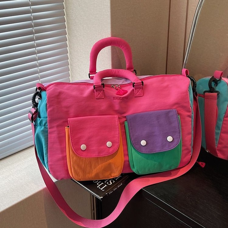Sac de Voyage Colorblock - Sac Weekender Léger à Main avec Bandoulière et Poches Extérieures (MAC480)