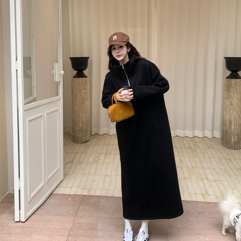Robe Sweat Longue à Capuche Doublée en Polaire | Robe d'Intérieur Épaisse pour l'Hiver (MS181)