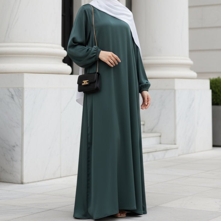 Abaya Satin Premium Modest Luxury | Abaya Coupe Parapluie Évasée avec Poches (MA311)