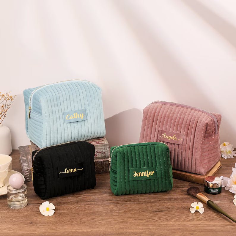 Trousse de toilette en velours à carreaux, organisateur de voyage multifonction (MAC268)