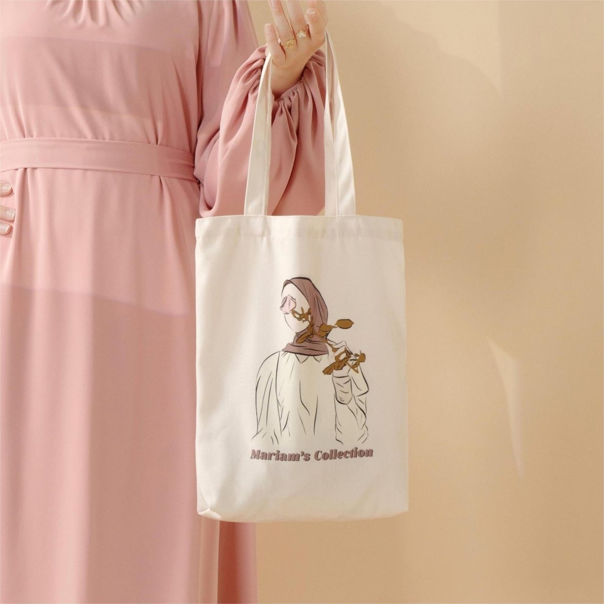 Sac Tote en Toile Illustré Hijabi – Mariam's Collection（MAC235）