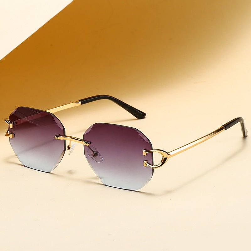 Lunettes de soleil vintage sans monture à bords taillés - Modèle statement polygonal sans cadre (MAC266)
