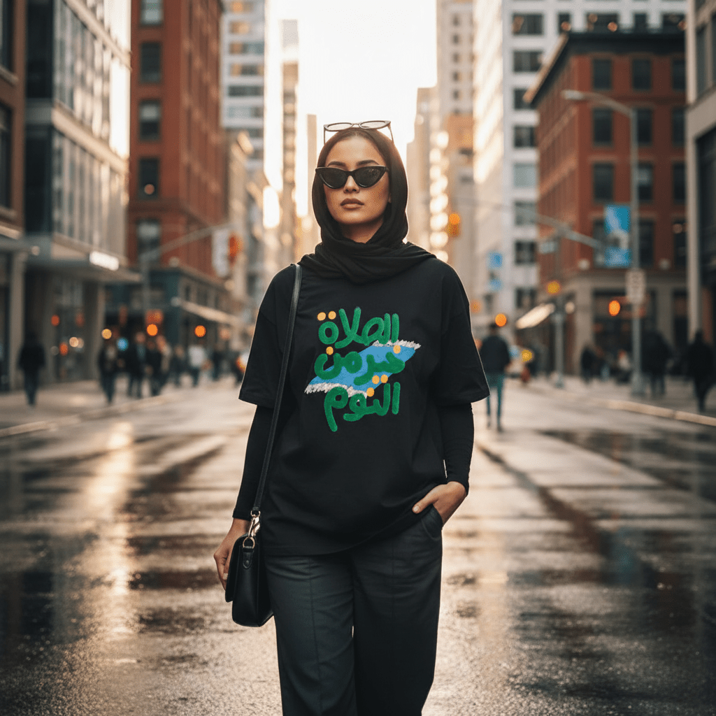 T-shirt à manches courtes au design artistique islamique (MS182)