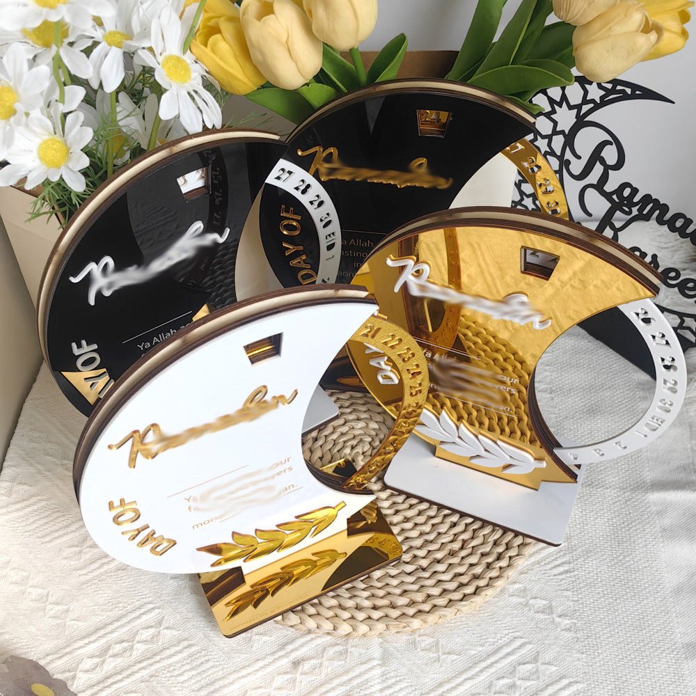 Décoration de table en bois avec compte à rebours rotatif pour Ramadan (MAC378)
