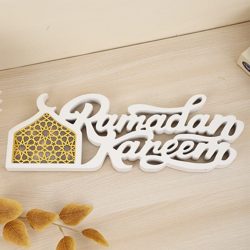 Décoration LED de Ramadan Mubarak, ornement artisanal en forme de croissant de lune (MAC393)