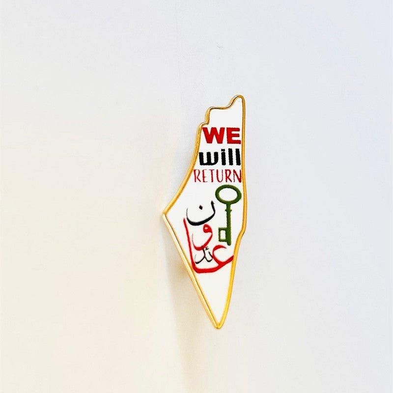 Broche MAC103 en Acier Inoxydable Carte de la Palestine Keffieh