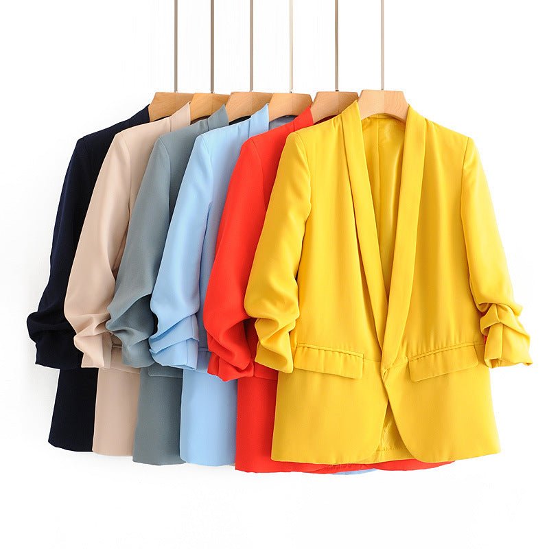 Blazer à manches froncées | Veste longue à manches trois-quarts (MS241)
