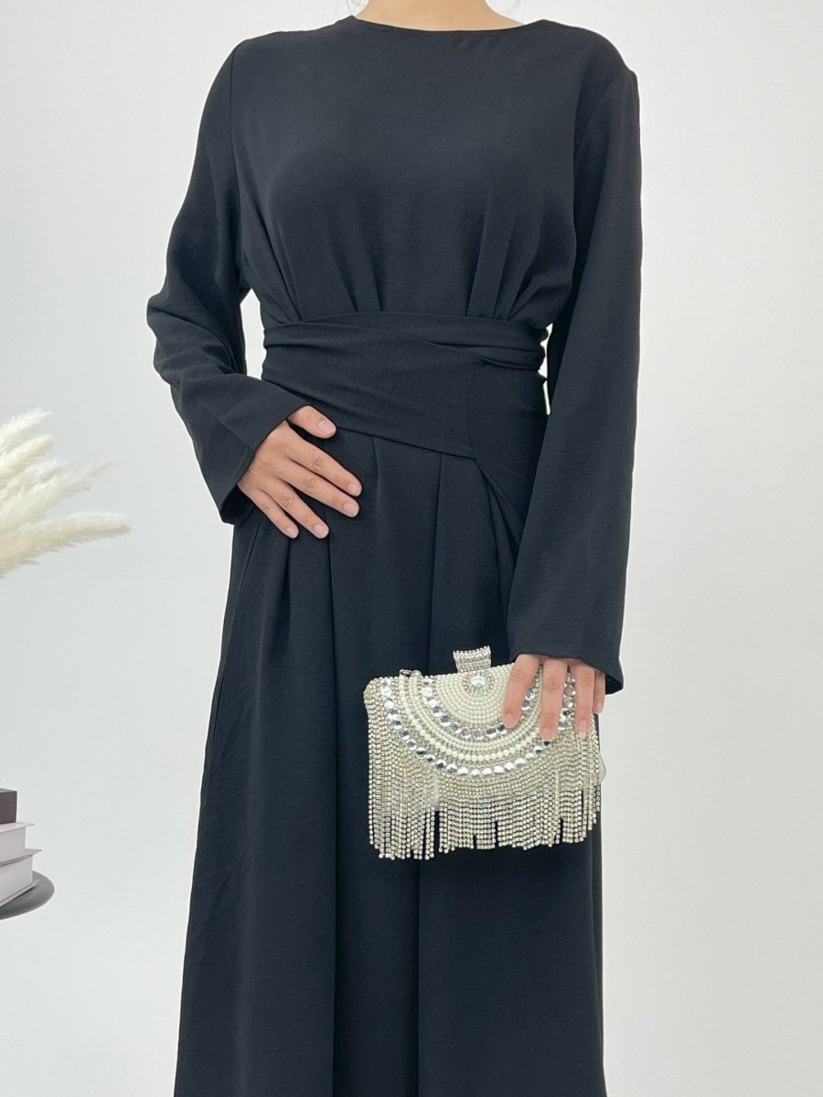 Robe du soir abaya élégante en crêpe glacé à lacets (MA160)