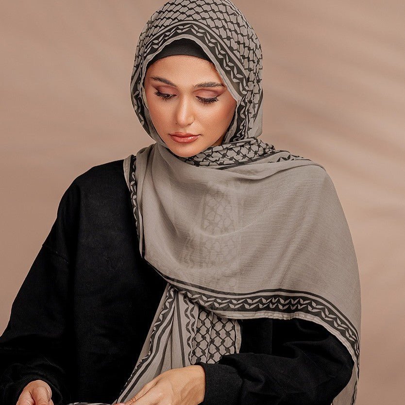 Hijab Imprimé Polyvalent Teint à la Main (MH169)