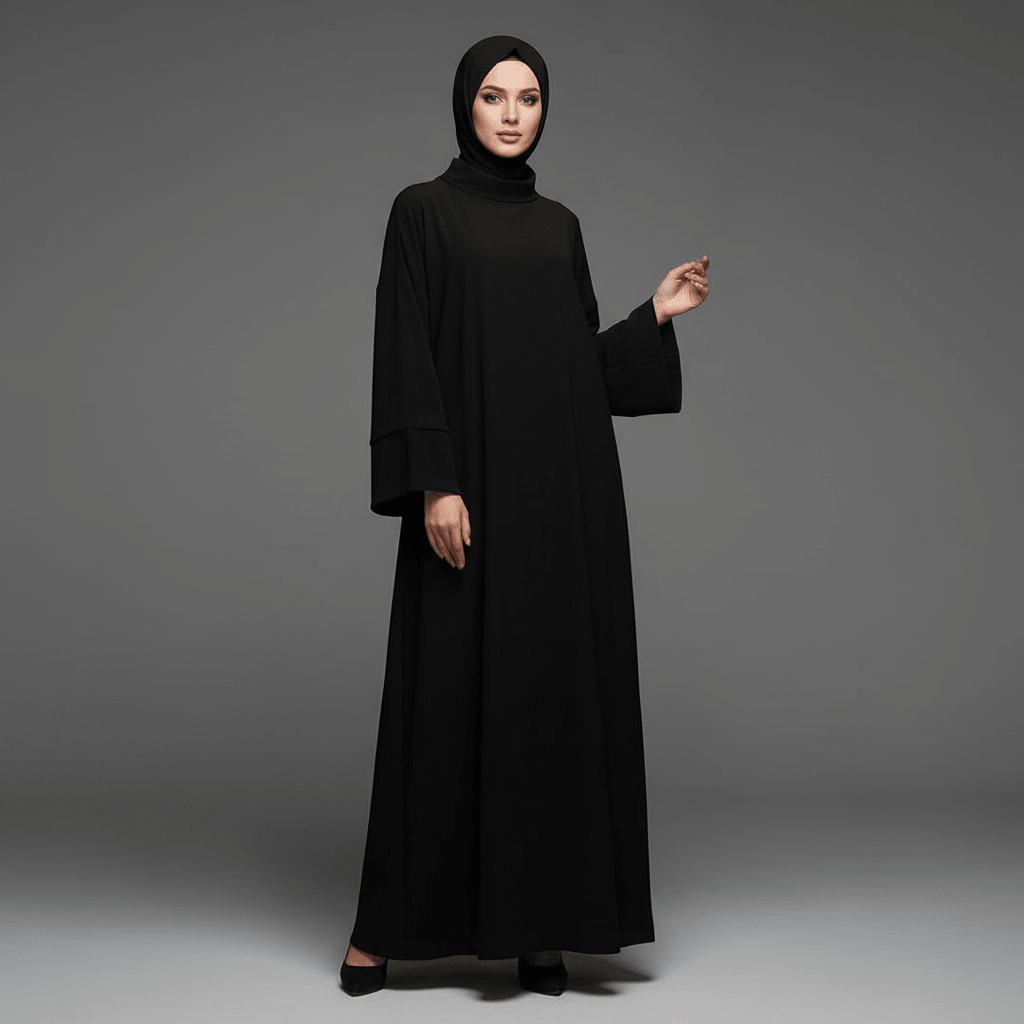 Abaya col roulé décontractée avec poches (MA383)