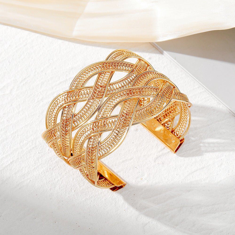 Bracelet large en maille tressée en alliage réglable (MAC208)