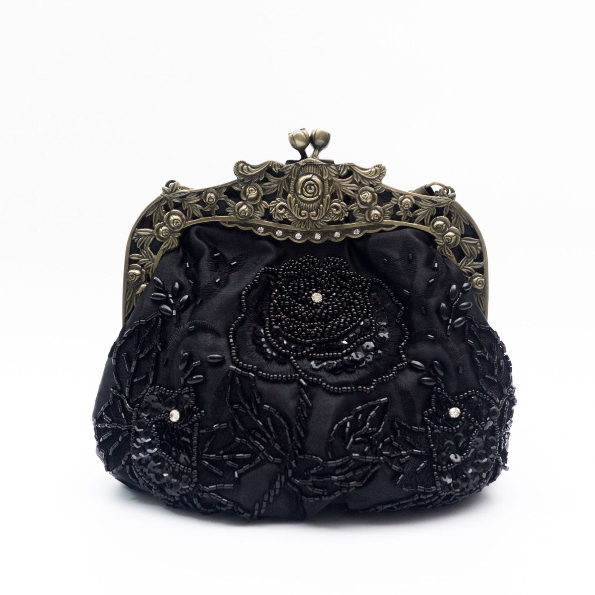 Pochette de soirée brodée de roses avec sequins et perles (MAC291)