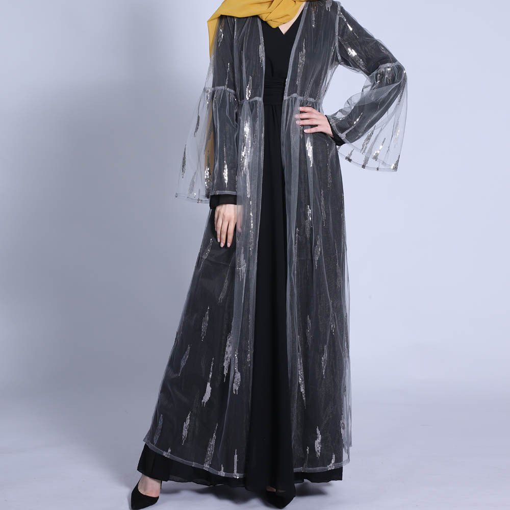 Pièce d'Archive Abaya Ouverte en Mesh Sequin - MP029 (Taille S Uniquement)