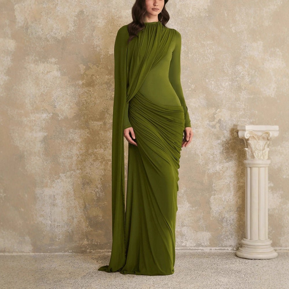 Robe drapée en jersey avec pan fluide (MS350)