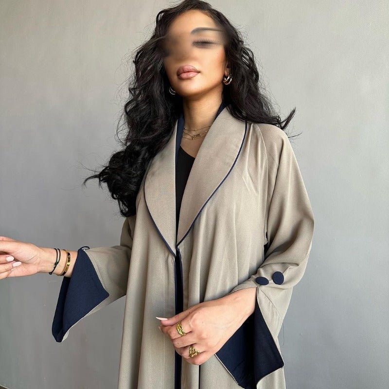 Robe longue automne et hiver à ouverture avant | Abaya cardigan plissée unie (MOA218)