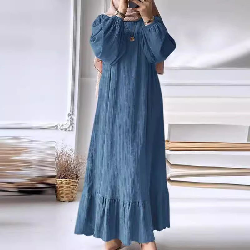 Abaya Plissée avec Ourlet Volanté (MA112)