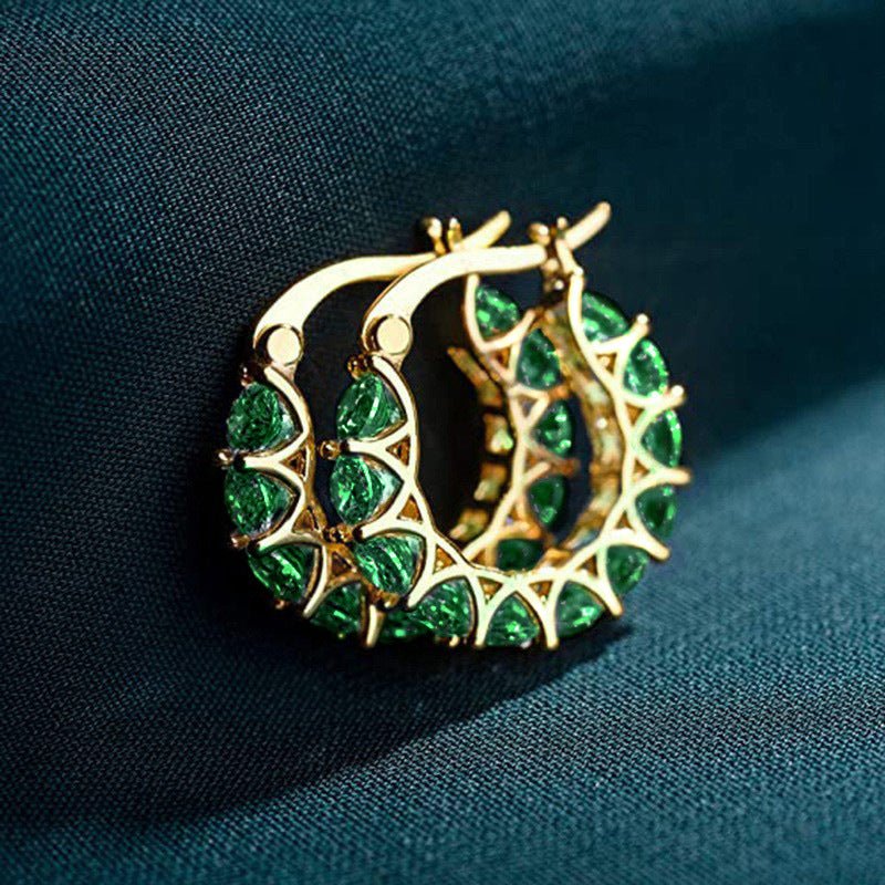 Boucles d'oreilles en U MAC163, entièrement ornées de fleurs en zircon