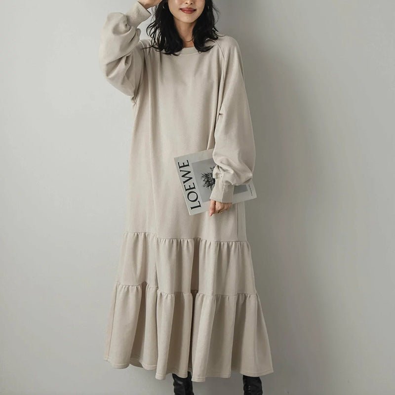 Robe Maxi Sweat à Volants Coupe Ample (MS151)