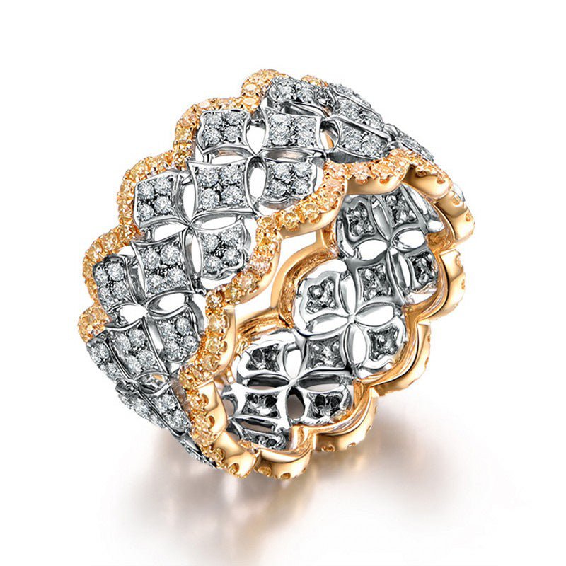 Bague Style Palace « Étoile Éblouissante » en Dentelle Nid d'Abeille (MAC194)