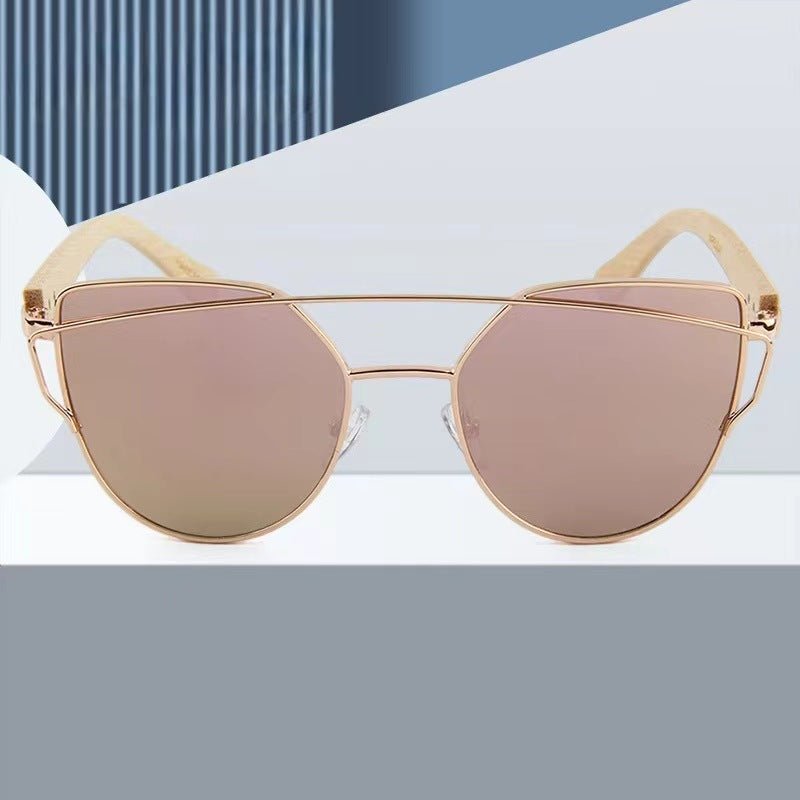 Lunettes de soleil MAC169 tendance à monture métallique œil-de-chat et branches BamboTemple