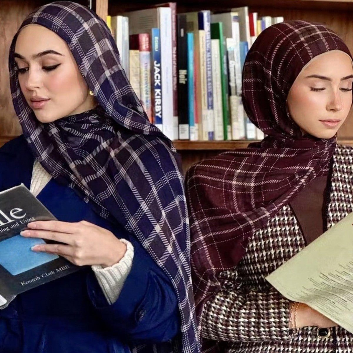 Écharpe Hijab à Motif Tartan et Pied-de-poule (MH213)