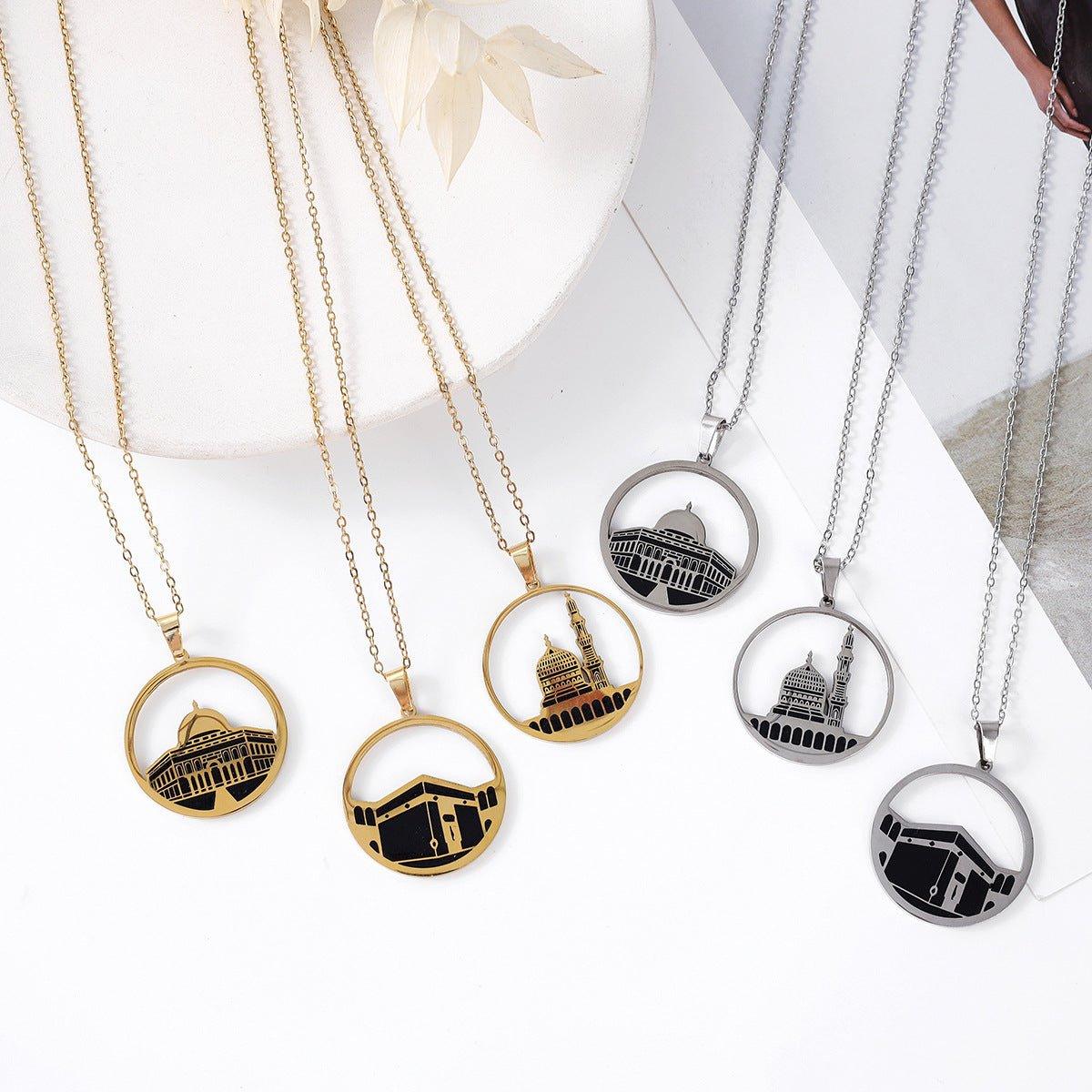 Collier MAC111 en acier inoxydable à motif de mosquée
