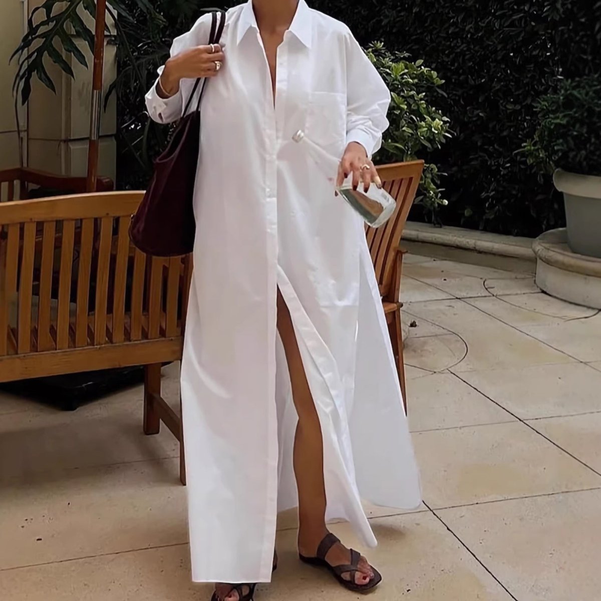 Robe-chemise oversize avec fentes latérales (MS332)