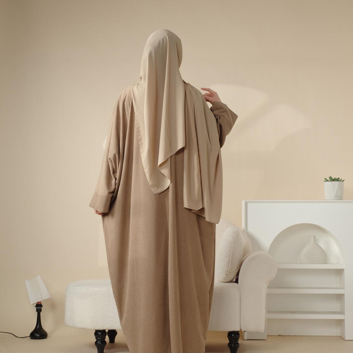 Cardigan Abaya Ouverte en Velours Côtelé (MOA028)