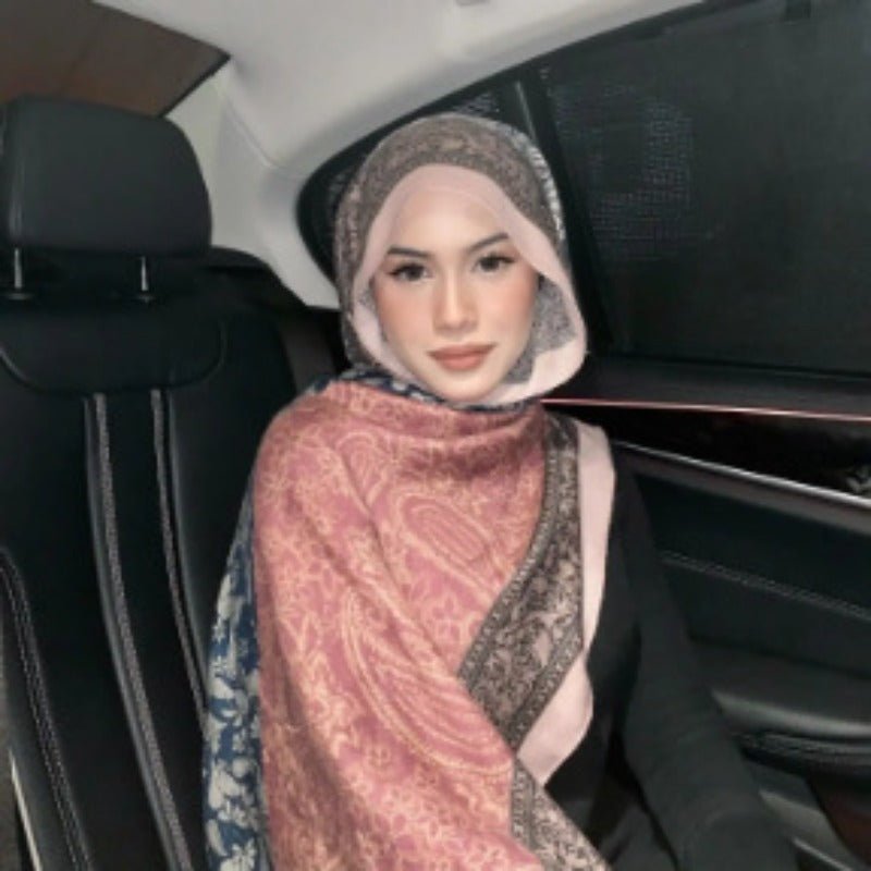 Écharpe Hijab Imprimé Paisley Toucher Cachemire | Châle 180x85cm à Franges avec Motifs Traditionnels (MH150)