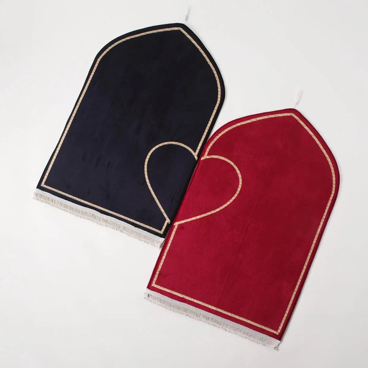 Tapis de prière MR055 en flanelle gaufrée antidérapante avec motif interactif cœur