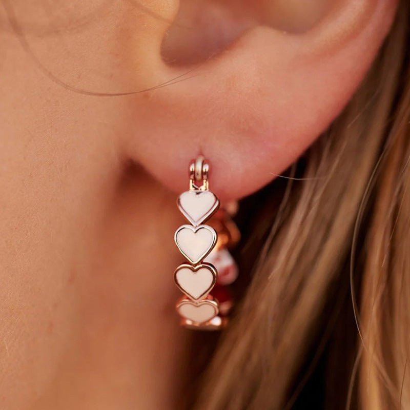 Bague et boucles d'oreilles Simple Pink Heart-To-Heart Glue (MAC198)