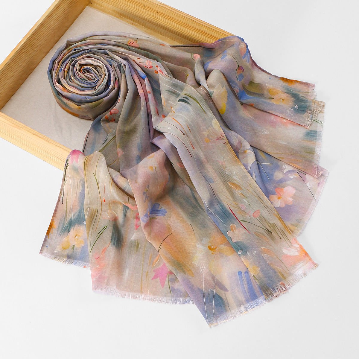 Foulard Hijab Léger Imprimé Floral Impressionniste (MH250)