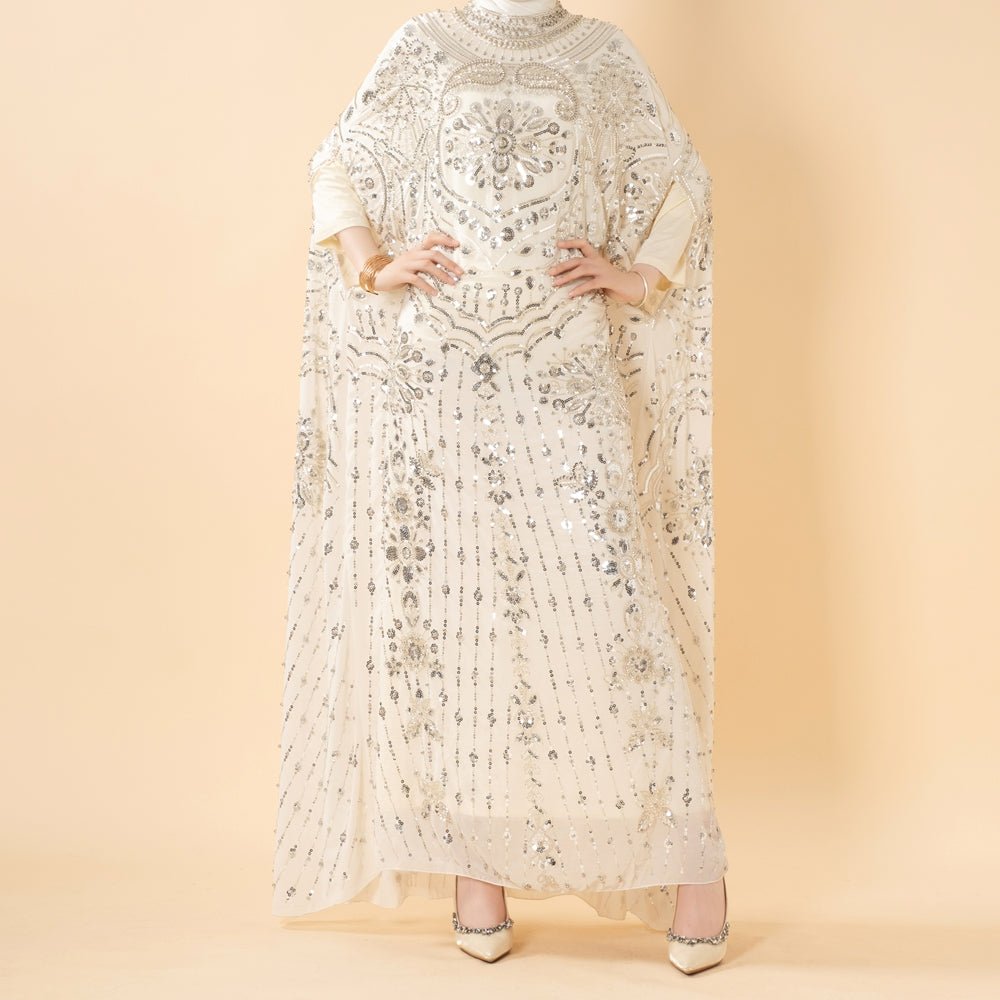 Abaya Ailes de Chauve-souris Brodée à Perles et Paillettes (MA451)