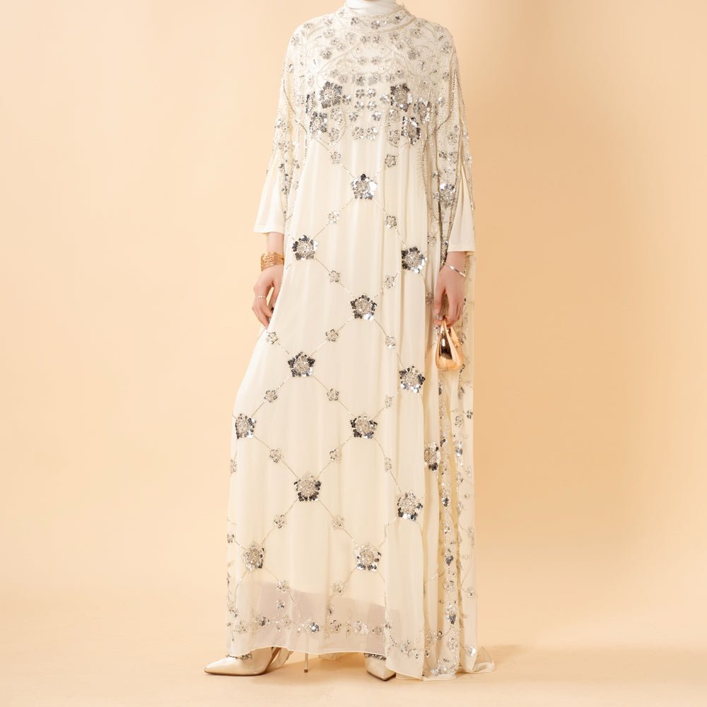 Abaya Batwing Brodée de Paillettes (MA454)