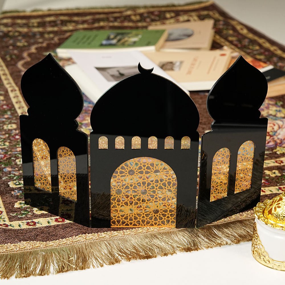 Paravent Pliant en Acrylique Islamique à Motif Ajouré - Décoration de Bureau (MAC402)