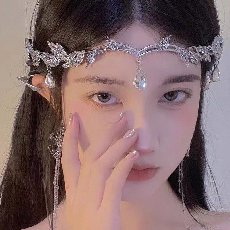 Bijou de Tête Élégant à Pendentif Cristal en Goutte, Accent Frontal (MAC335)