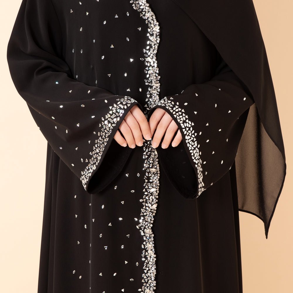 Abaya Noire de Luxe Diamant Étoilé (MOA240)