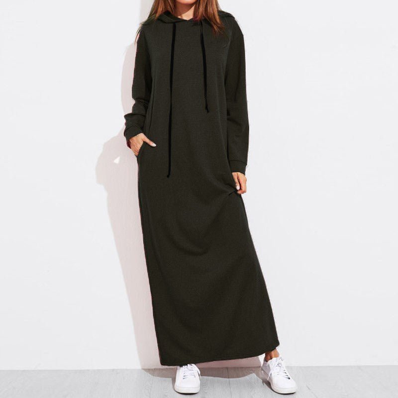 Robe Maxi Confortable à Capuche avec Cordon de Serrage | Robe en Fibre d'Alcool Polyvinylique à Manches Longues avec Poches (MS119)