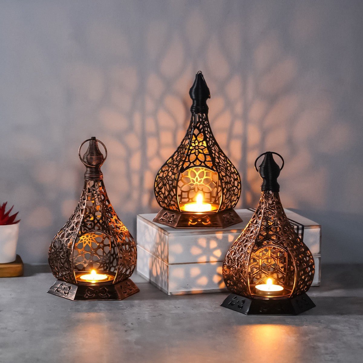Bougeoir en Fer Ajouré Décoration Ramadan (MR072)