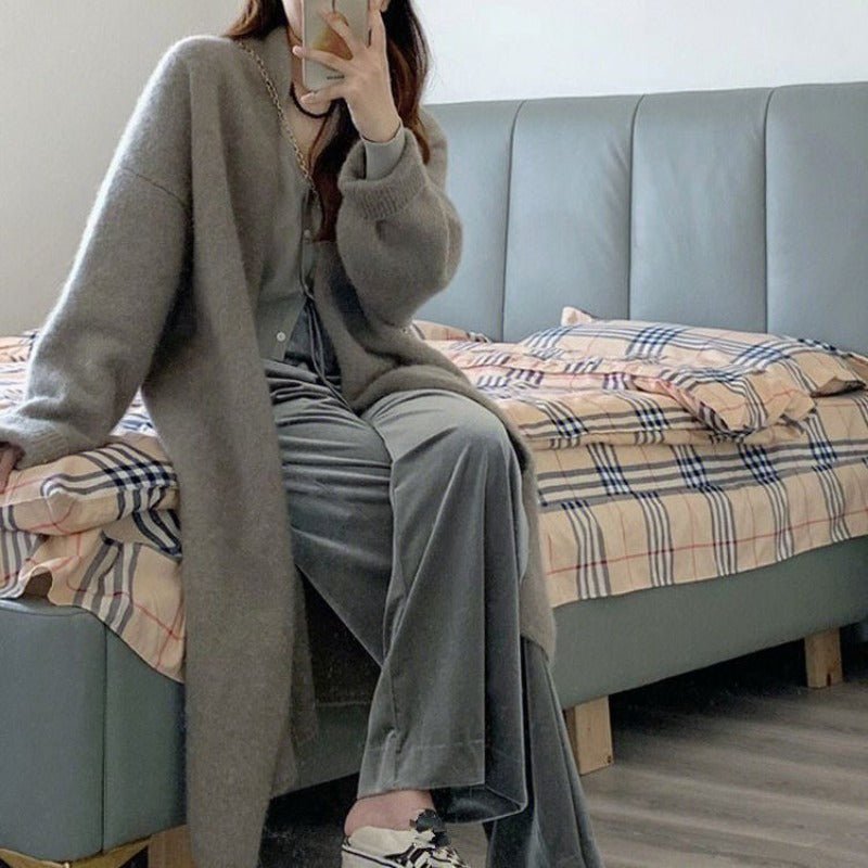 Cardigan mi-long en maille style décontracté (MS156)
