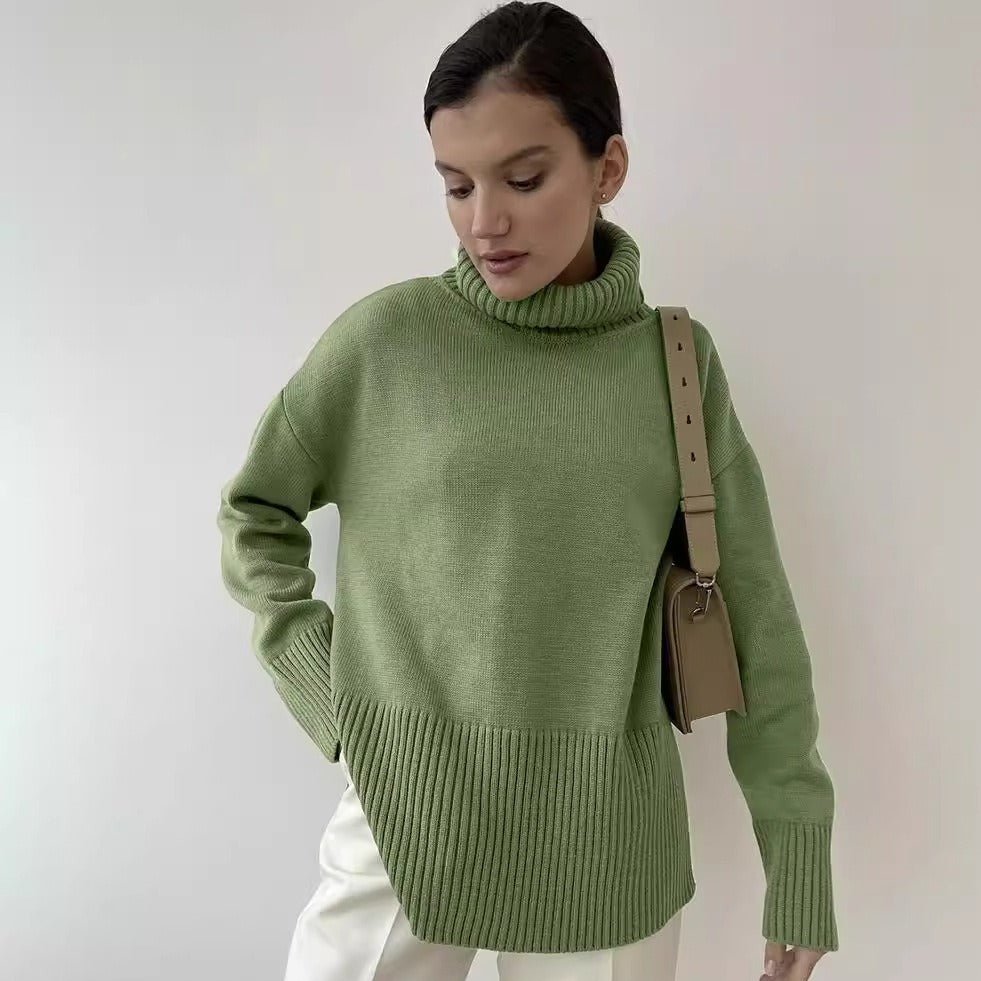 Pull à col roulé oversize avec fentes latérales (MS251)